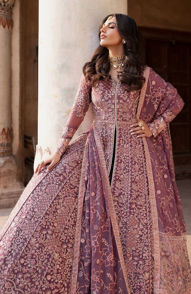 Elegant Peach Sequins Embroidered Chiffon Dress