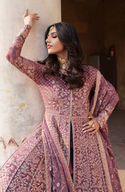 Elegant Peach Sequins Embroidered Chiffon Dress