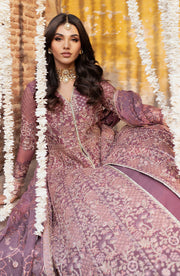 Elegant Peach Sequins Embroidered Chiffon Dress