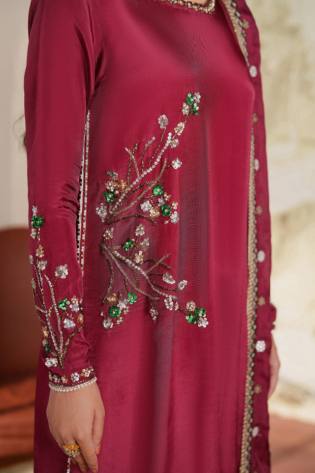 Elegant Hand Embellished Silk Shirt Pakistani Designer Dress