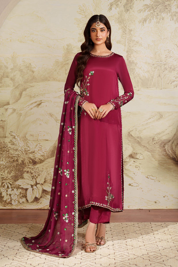 Elegant Hand Embellished Silk Shirt Pakistani Designer Dress