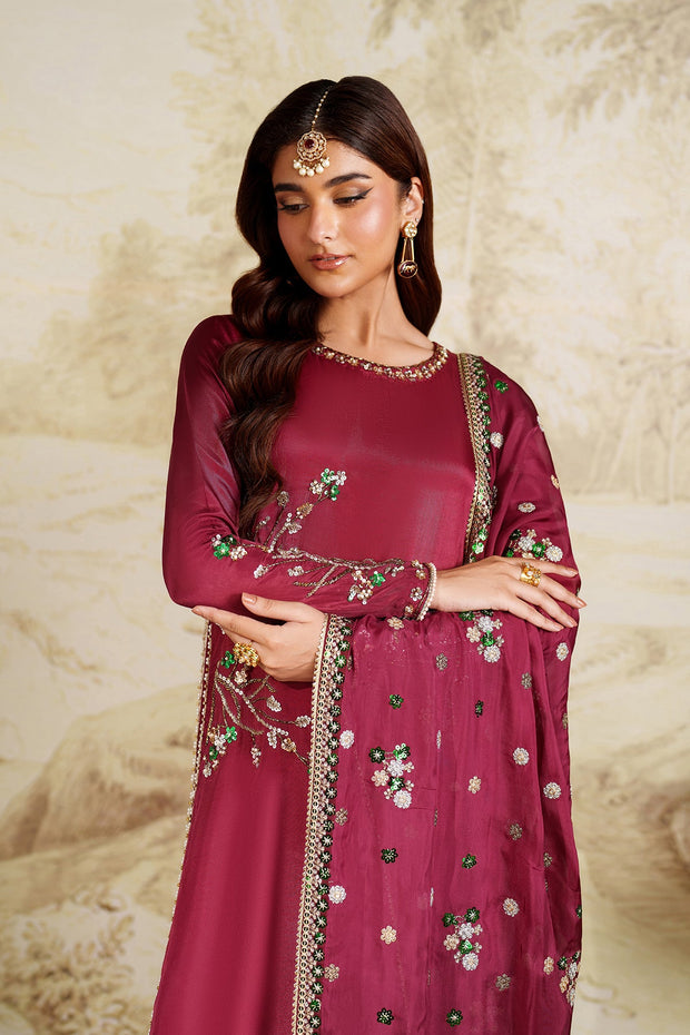 Elegant Hand Embellished Silk Shirt Pakistani Designer Dress