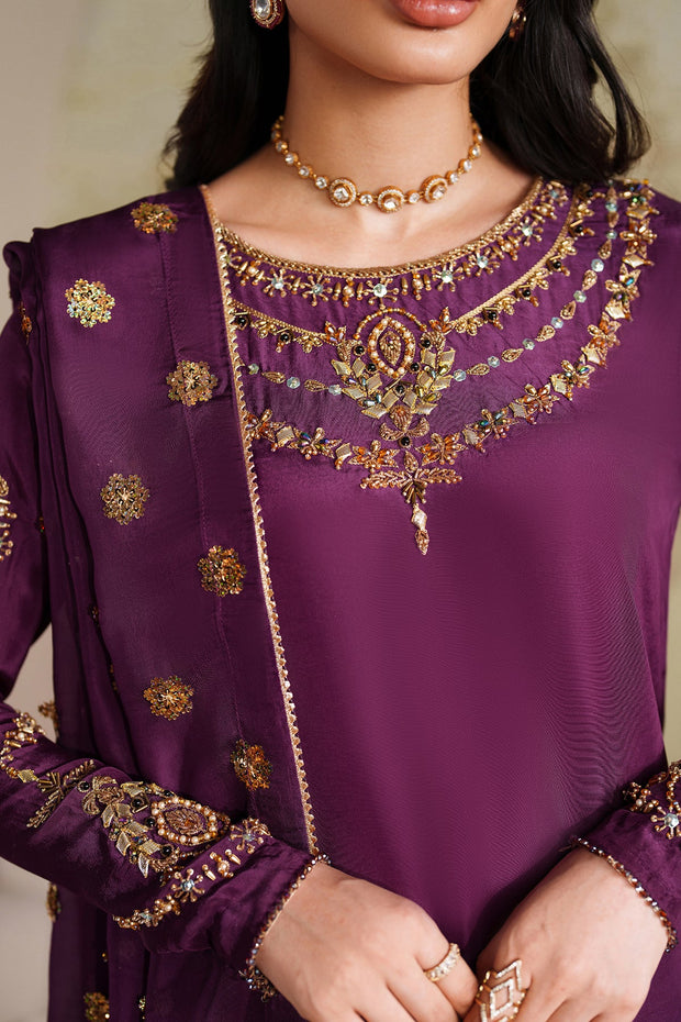 Elegant Hand Embellished Raw Silk Pakistani Designer Dress