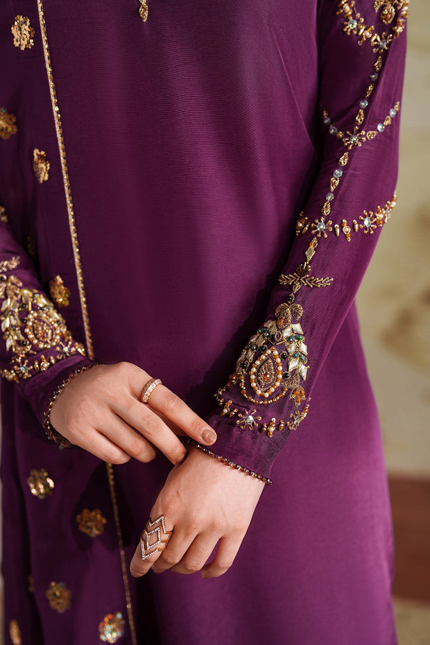 Elegant Hand Embellished Raw Silk Pakistani Designer Dress