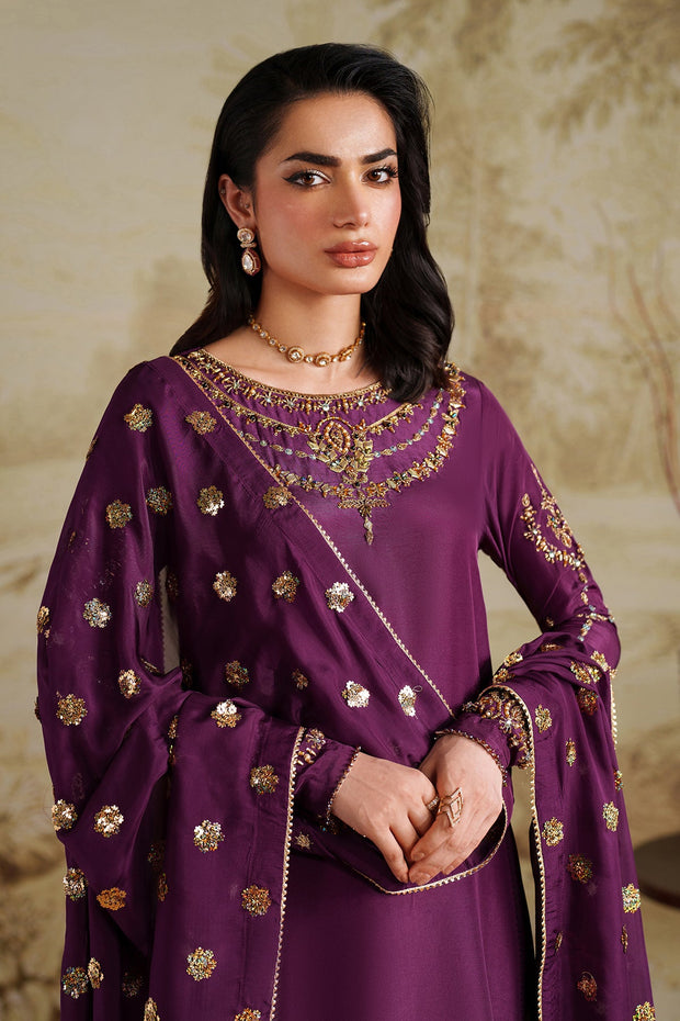 Elegant Hand Embellished Raw Silk Pakistani Designer Dress