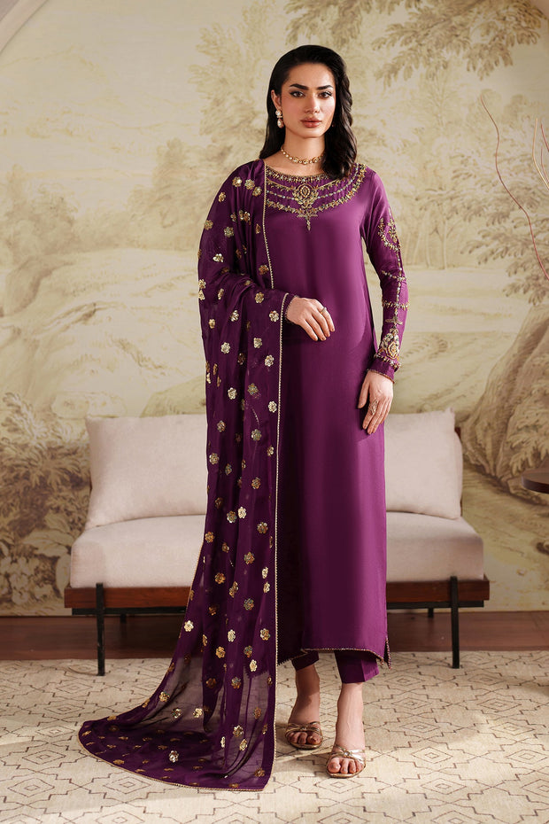Elegant Hand Embellished Raw Silk Pakistani Designer Dress