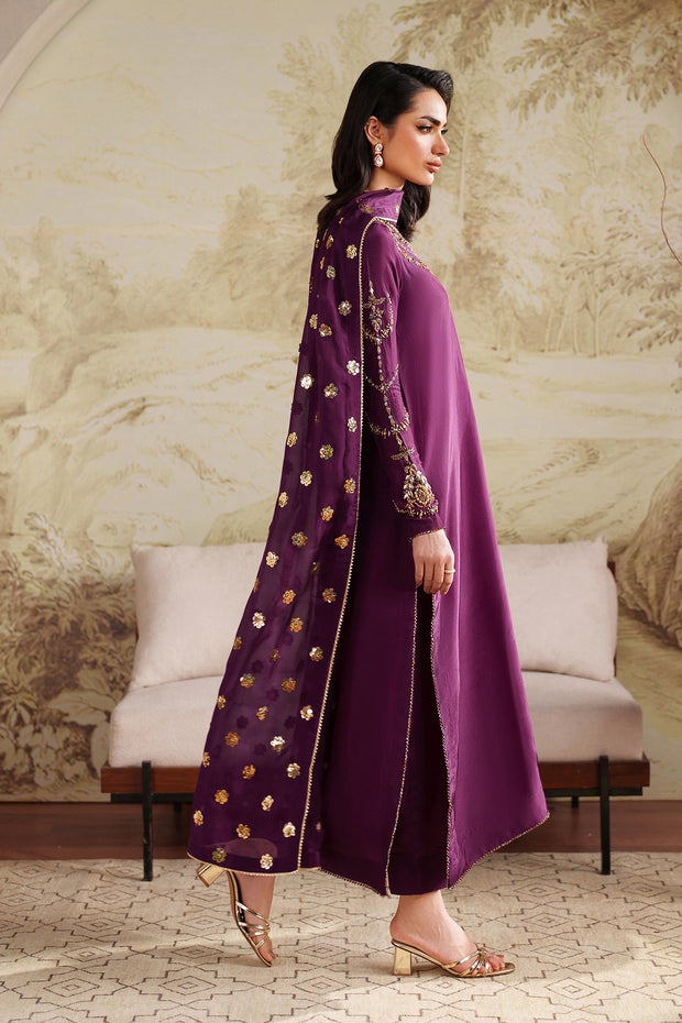 Elegant Hand Embellished Raw Silk Pakistani Designer Dress