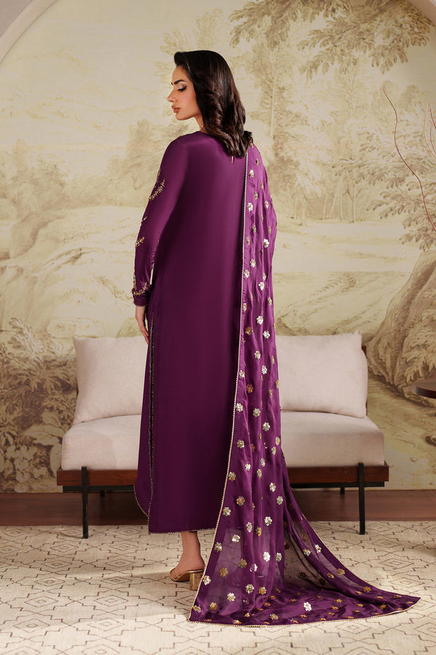 Elegant Hand Embellished Raw Silk Pakistani Designer Dress