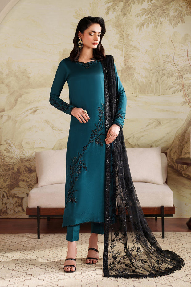 Elegant Hand Embellished Tussel Silk Pakistani Party Wear