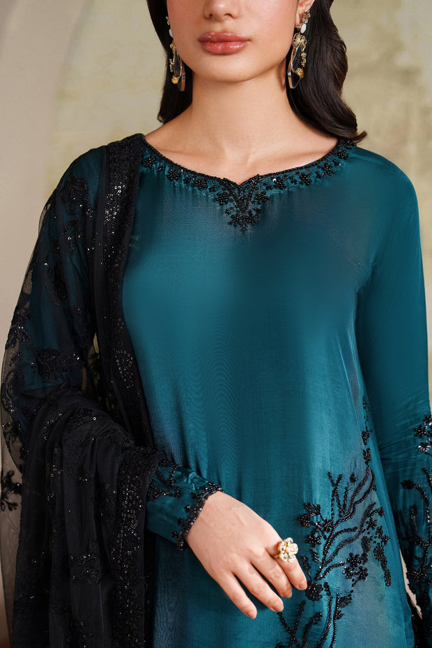 Elegant Hand Embellished Tussel Silk Pakistani Party Wear