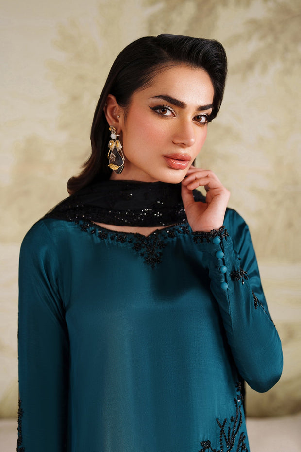 Elegant Hand Embellished Tussel Silk Pakistani Party Wear