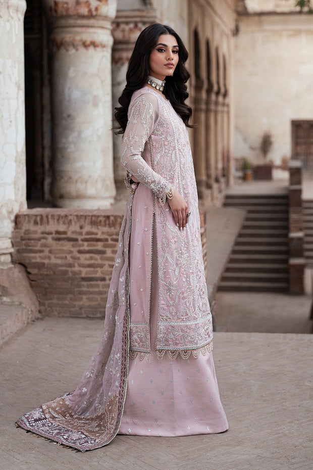Elegant Pink Sequins Embroidered Chiffon Shirt & Sharara