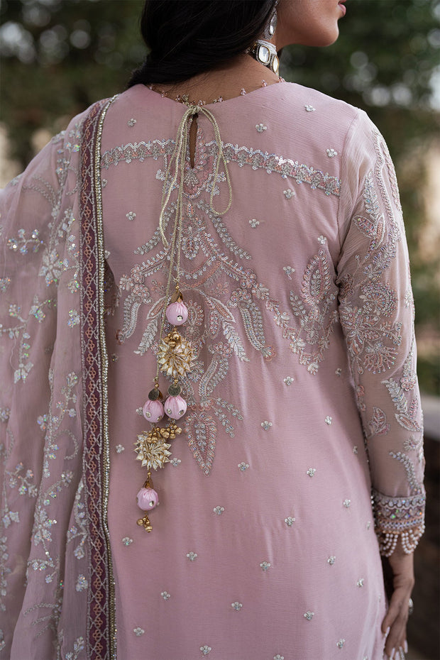 Elegant Pink Sequins Embroidered Chiffon Shirt & Sharara