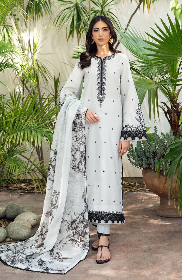 Elegant Textured Lawn Embroidered Shirt with Dupatta