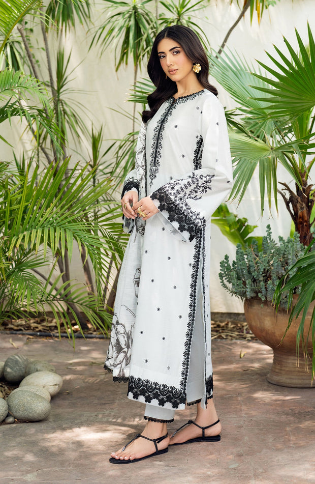 Elegant Textured Lawn Embroidered Shirt with Dupatta