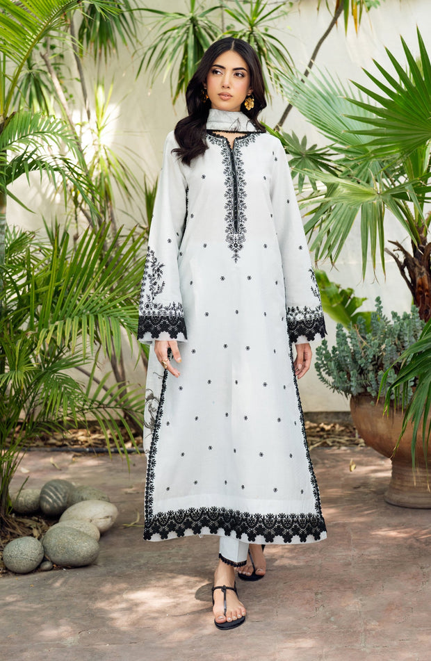 Elegant Textured Lawn Embroidered Shirt with Dupatta