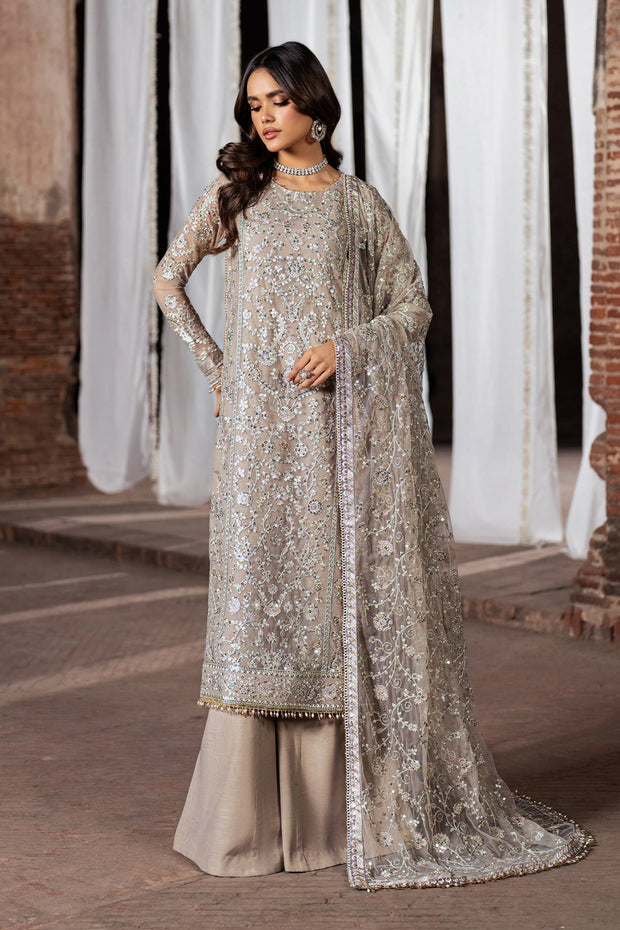 Pink Sequence Embroidered Net Shirt with Silk Sharara