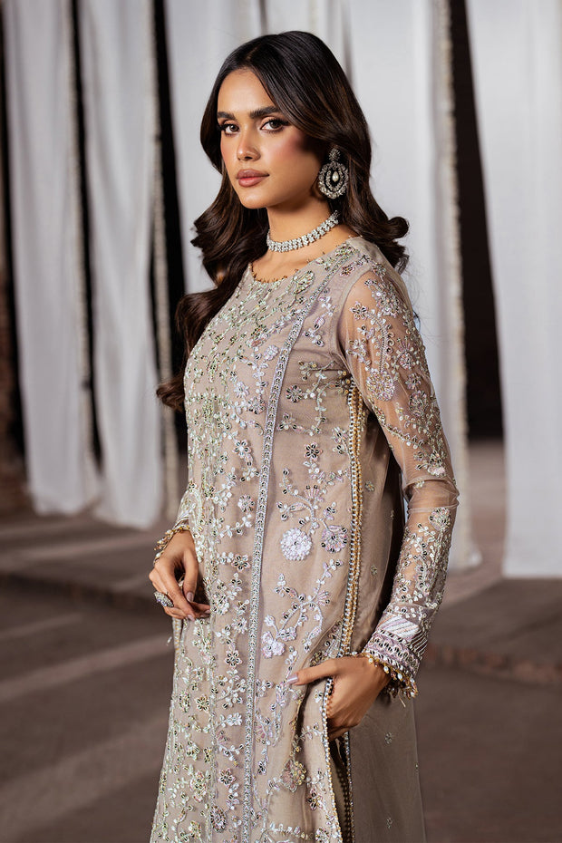 Pink Sequence Embroidered Net Shirt with Silk Sharara