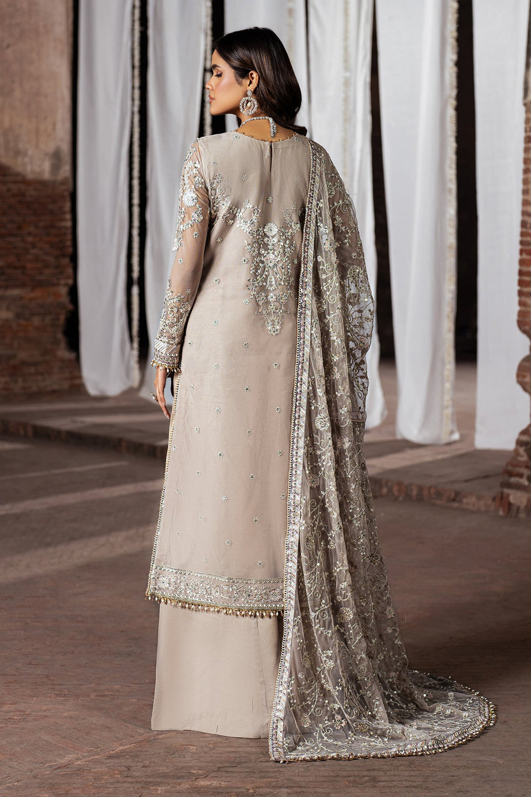 Pink Sequence Embroidered Net Shirt with Silk Sharara