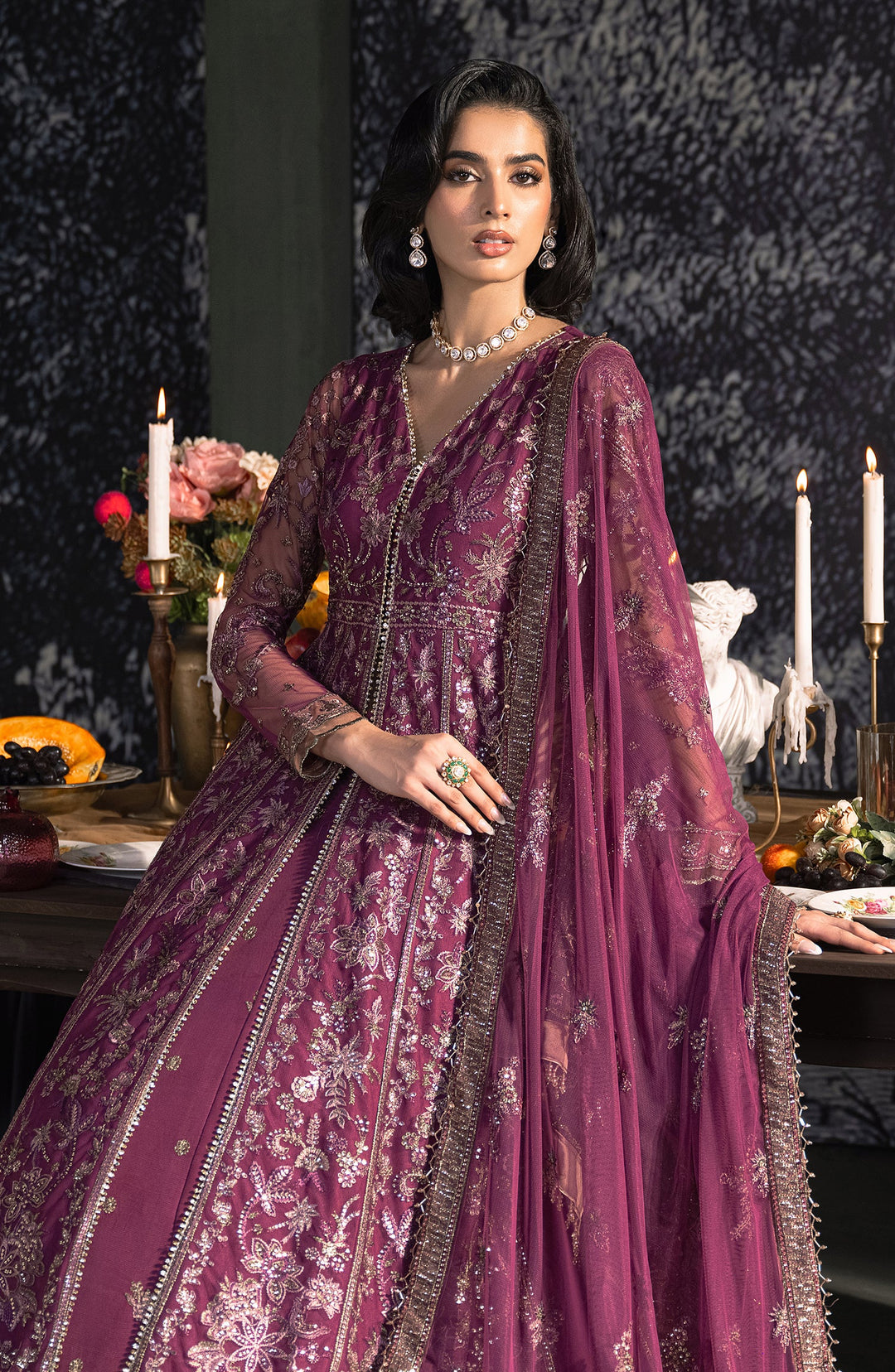 Elegantly Embroidered Tea Pink & Magenta Lehnga Set