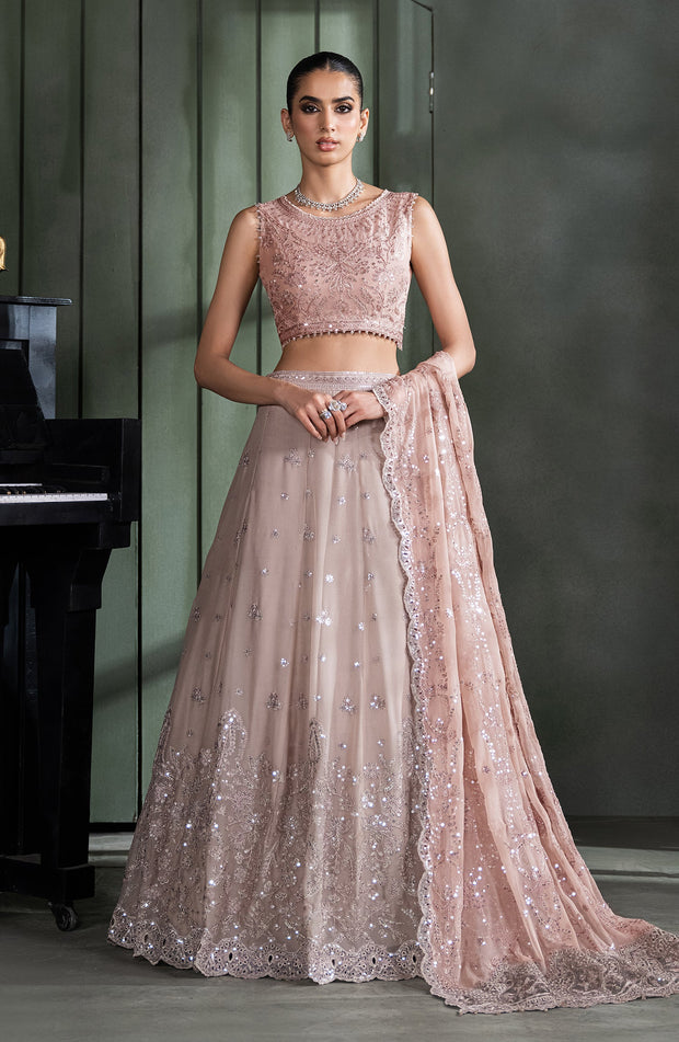 Elegant Sequins Embroidered Chiffon Blouse & Trouser Set