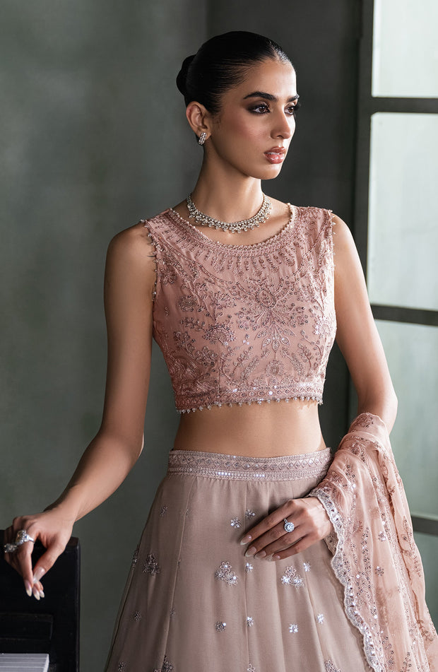 Elegant Sequins Embroidered Chiffon Blouse & Trouser Set