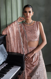 Elegant Sequins Embroidered Chiffon Blouse & Trouser Set