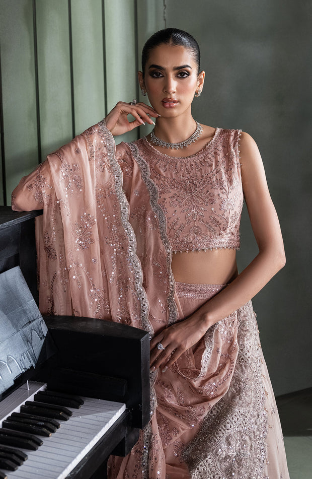 Elegant Sequins Embroidered Chiffon Blouse & Trouser Set