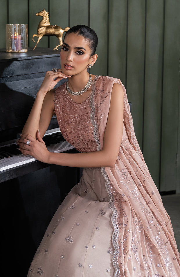 Elegant Sequins Embroidered Chiffon Blouse & Trouser Set