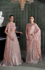 Elegant Sequins Embroidered Chiffon Blouse & Trouser Set