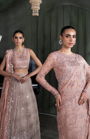 Elegant Sequins Embroidered Chiffon Blouse & Trouser Set