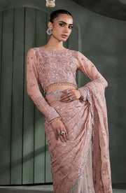 Elegant Sequins Embroidered Chiffon Blouse & Trouser Set