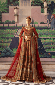 Vibrant Tangerine Red Pakistani Bridal Lehenga Ensemble