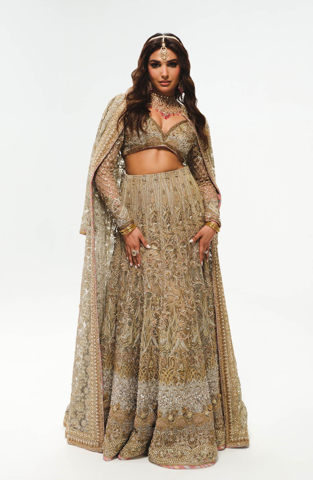 Elegant Silver Grey Pakistani Bridal Lehenga Ensemble