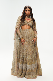 Elegant Silver Grey Pakistani Bridal Lehenga Ensemble