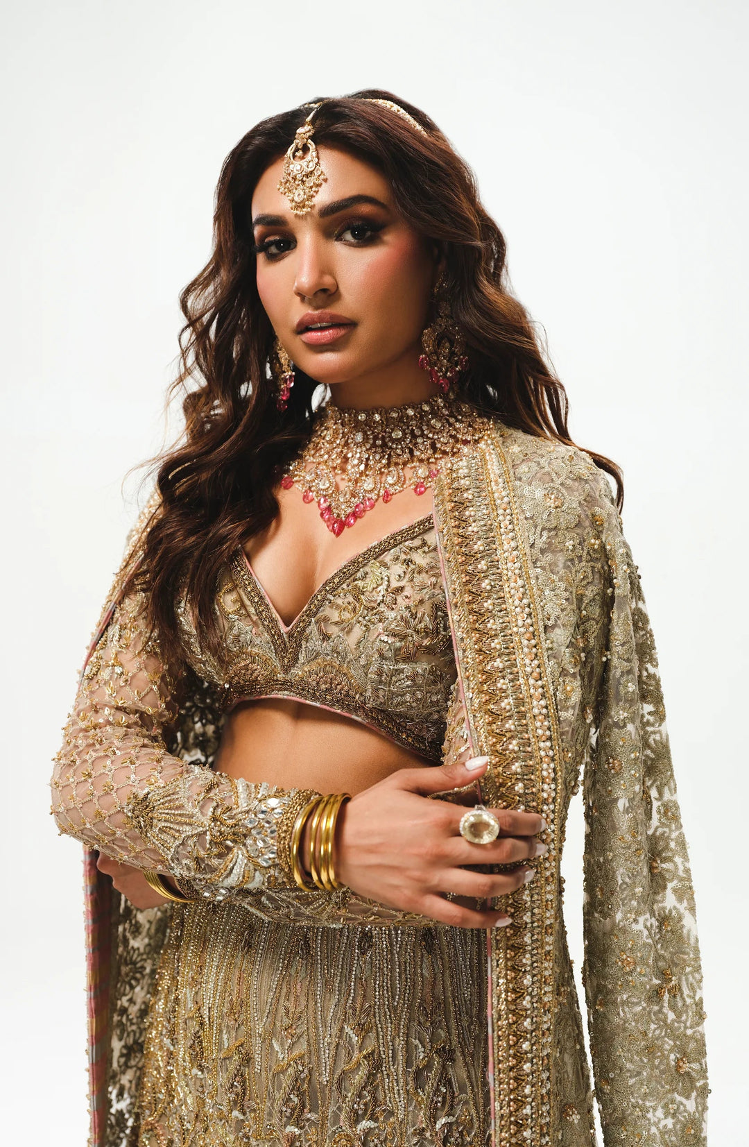Elegant Silver Grey Pakistani Bridal Lehenga Ensemble