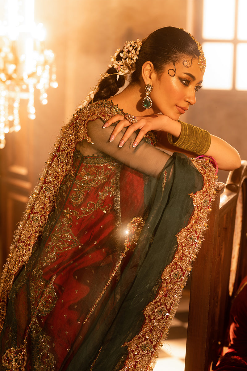 Sultanat-e-Husn: Deep Tangerine Bridal Lehenga
