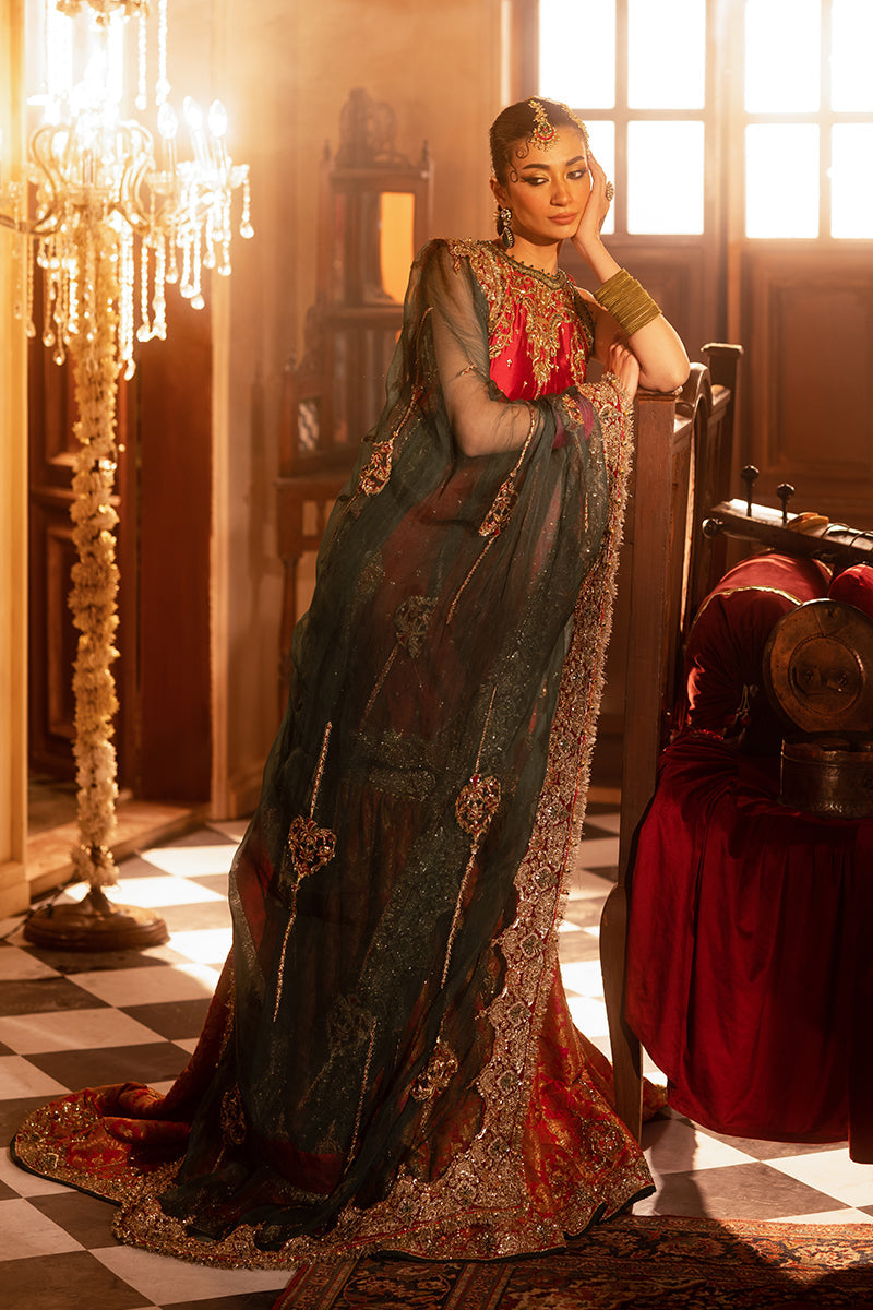 Sultanat-e-Husn: Deep Tangerine Bridal Lehenga