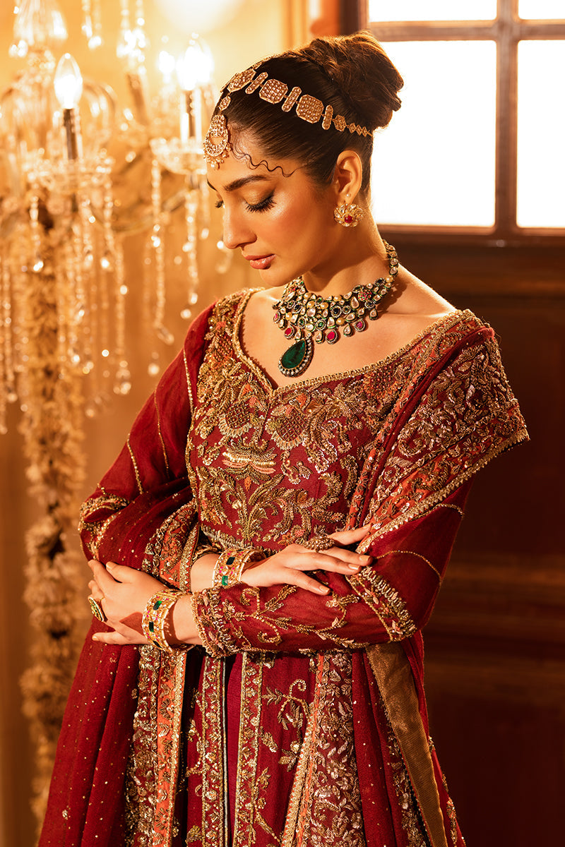 Regal Deep Crimson Bridal Lehenga with Tissue Dupatta