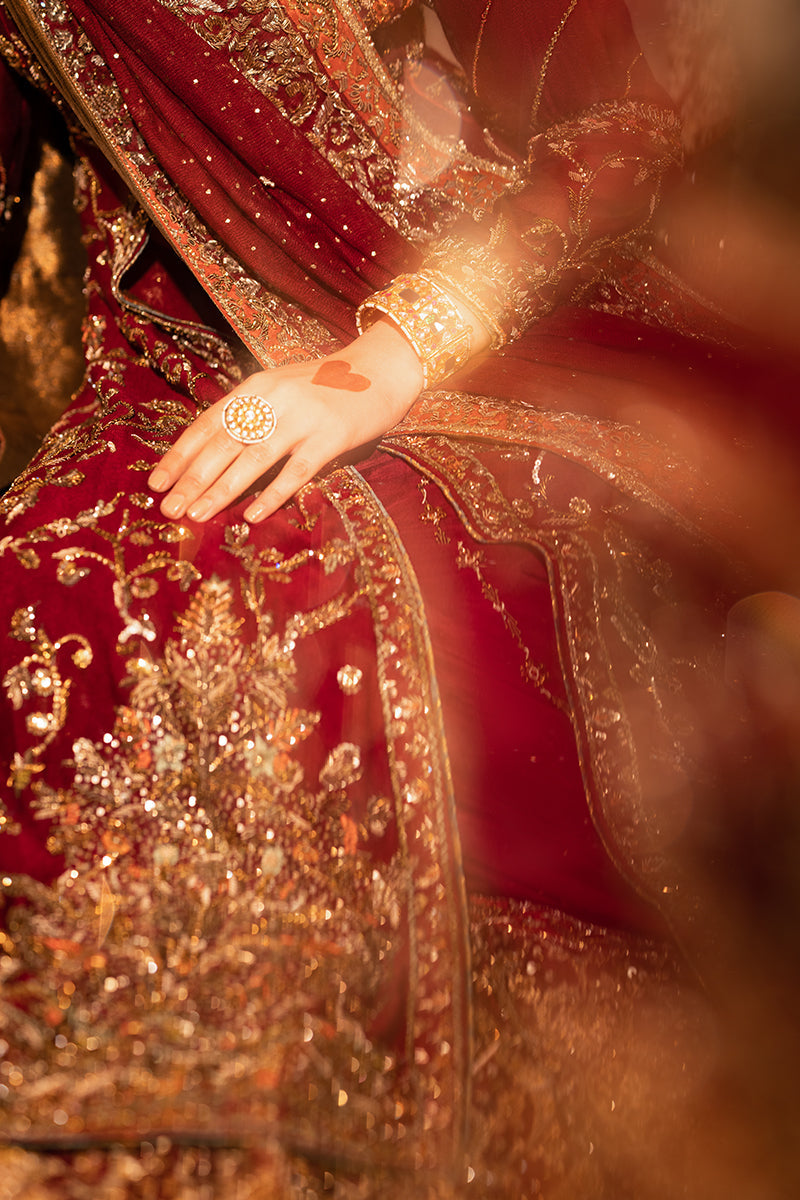 Regal Deep Crimson Bridal Lehenga with Tissue Dupatta