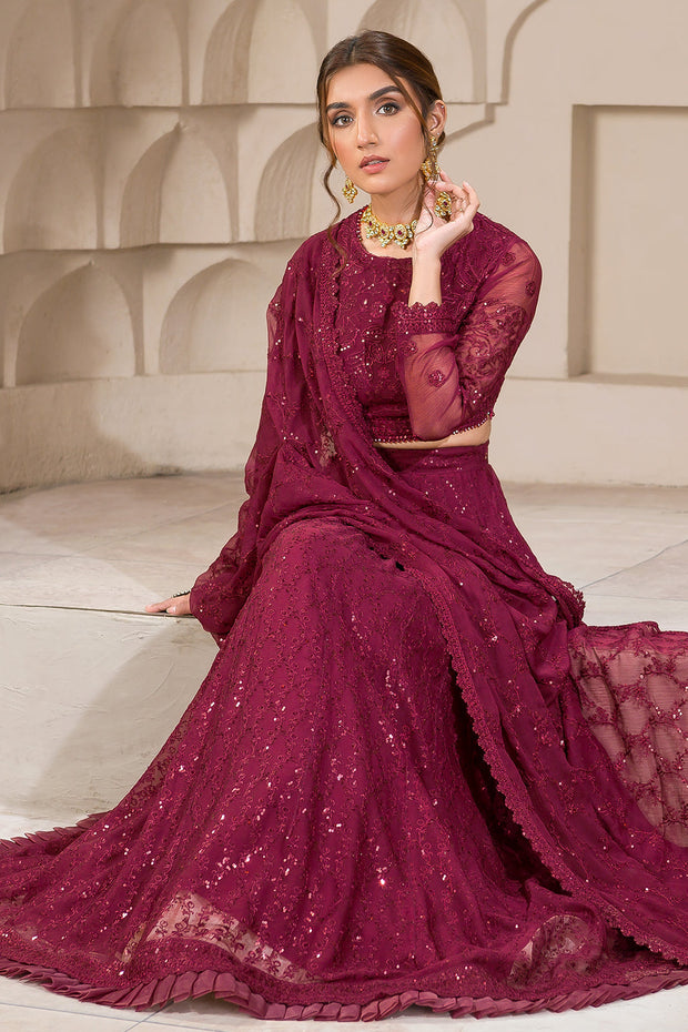 Berria Berry Sequins Embroidered Chiffon Ensemble