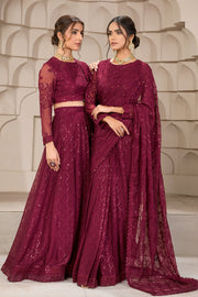 Berria Berry Sequins Embroidered Chiffon Ensemble