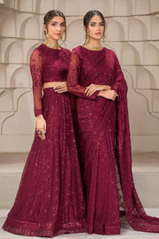 Berria Berry Sequins Embroidered Chiffon Ensemble