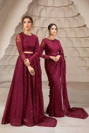 Berria Berry Sequins Embroidered Chiffon Ensemble