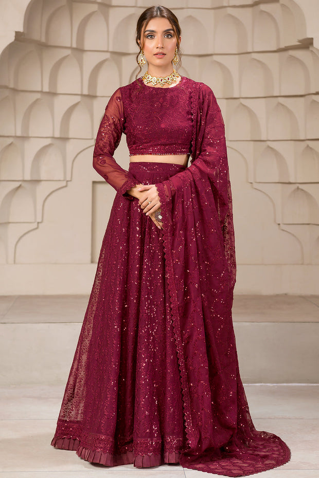 Berria Berry Sequins Embroidered Chiffon Ensemble