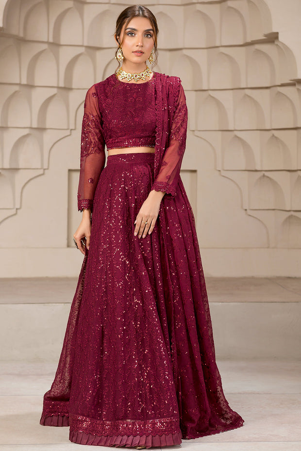 Berria Berry Sequins Embroidered Chiffon Ensemble