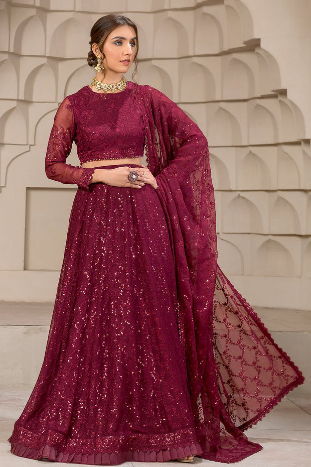 Berria Berry Sequins Embroidered Chiffon Ensemble