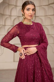 Berria Berry Sequins Embroidered Chiffon Ensemble