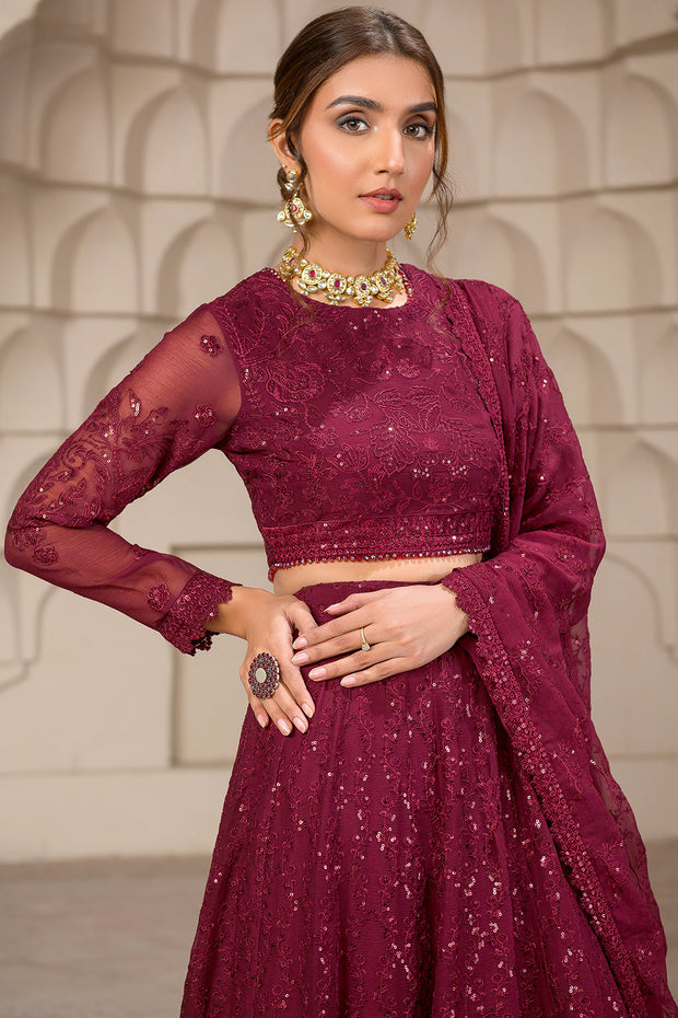 Berria Berry Sequins Embroidered Chiffon Ensemble