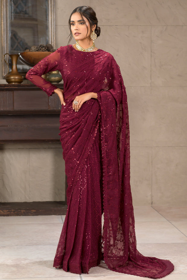 Berria Berry Sequins Embroidered Chiffon Ensemble